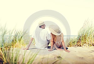 Honeymoon Couple Summer Beach Dating Concept