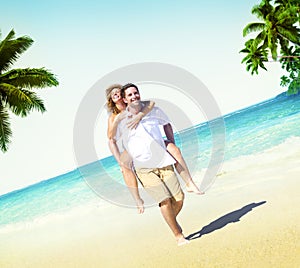 Honeymoon Couple Summer Beach Dating Concept