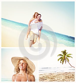 Honeymoon Couple Summer Beach Dating Concept