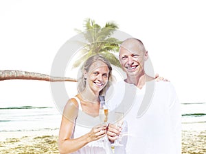 Honeymoon Couple Summer Beach Dating Concept