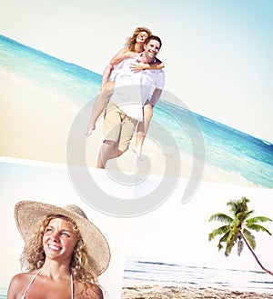 Honeymoon Couple Summer Beach Dating Concept