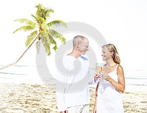 Honeymoon Couple Summer Beach Dating Concept