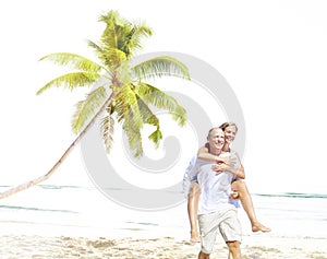 Honeymoon Couple Summer Beach Dating Concept