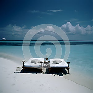 honeymoon romance luxury beach relaxation high contrast one generative AI