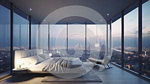 Honeymoon Suite with Panoramic City View During Sunset