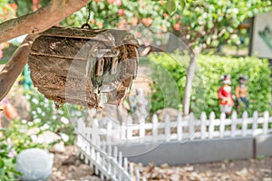 Honeymoon suite set up as wodden birds tree house in garden