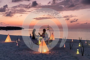 Honeymoon travel concept on a tropical beach