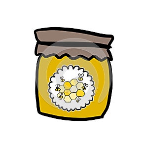Honeypot. Jar full of honey.