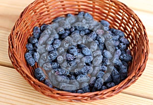 Honeysuckle berries in a basket photo