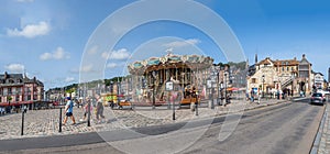 Honfleur, France - June 06, 2023: Honfleur is a french commune in the Calvados department and famous tourist resort in