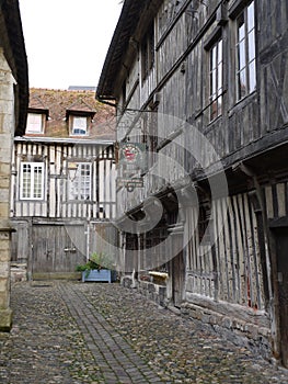 Honfleur seaman`s museum in old timber building, Normandy, France.