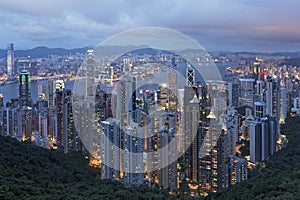 Hong Kong Island and Victoria Harbor as viewed from The Peak