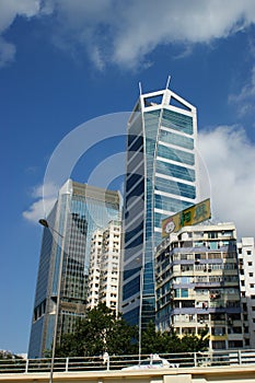 View to Hong Kong city skyscrapers