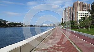 Hong Kong beautiful panorama of the river promenade