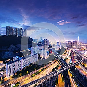 Hong Kong bussines center at sunrise photo