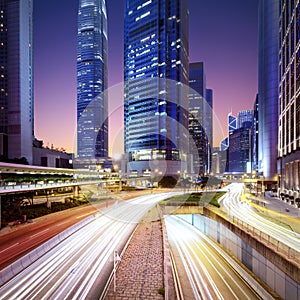 Hong Kong bussines center at sunrise