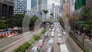 Hong Kong busy traffic urban time lapse China. zoom out