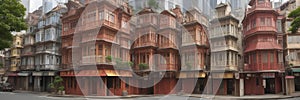 Hong Kong, China, Central district Victorian mansions, with beautiful facades and decorative features