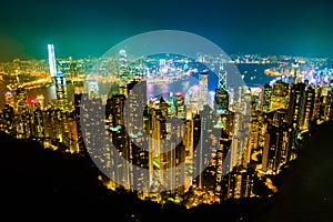 Hong Kong, China city skyline viewed from above