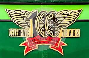 Closeup of emblem of The Peak Tram railway, Hong Kong China