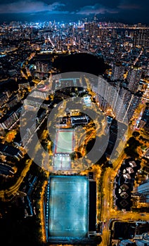 Hong Kong City in aerial view