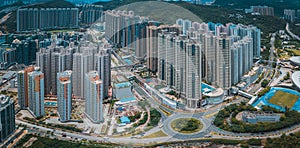 Hong Kong City in aerial view