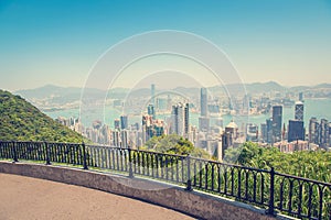 Hong Kong, city and the bay from Victoria Peak