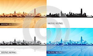 Hong Kong city skyline silhouettes set photo