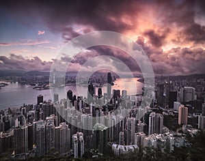 Hong Kong City View with Storms Approaching