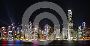 Hong Kong cityscape at night. Symphony of lights