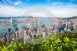 Hong Kong cityscape seen from Lugard Road on Victoria Peak