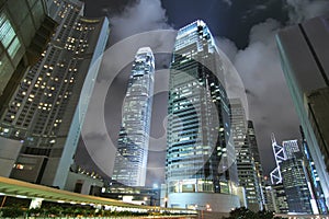 Hong Kong contemporary skyscrapers at night