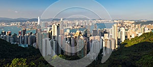 Hong Kong at day, China skyline - aerial view