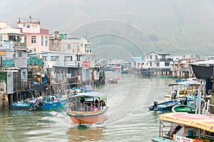 Tai O Fishing village. a famous historic site in Lantau Island, Hong Kong.