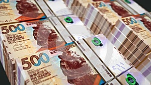 Hong Kong Dollar money banknotes pack seamless loop