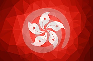 Hong Kong Flag Abstract polygon background.