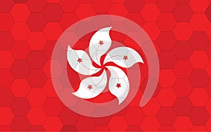 Hong Kong flag illustration. Futuristic Hongkonger flag graphic with abstract hexagon background vector. Hong Kong national flag