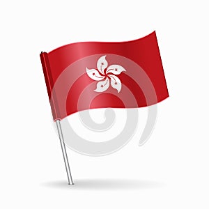Hong Kong flag map pin pointer layout. Vector.