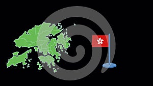 Hong Kong Flag and Map Shape Animation