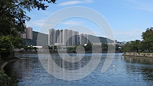 Hong Kong high rise buildings built beside the river