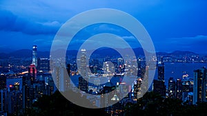 Hong Kong iconic night view from Victoria peak, Beautiful light