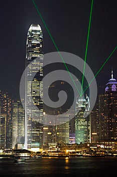 Hong Kong International Finance Center With Laser