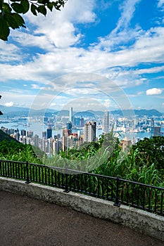 Hong Kong island downtown modern cityscape on a blue sky daytime