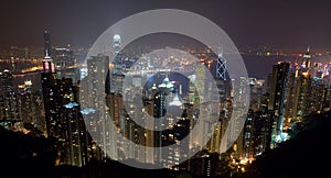 Hong Kong Island Skyline at night from the Peak