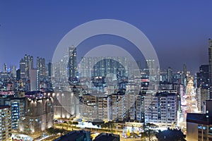 Hong Kong Kowloon downtown at night