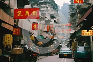 Hong kong kowloon 1990 nostagia cinematic street view photo