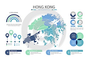 Hong kong map infographics Vector illustration.