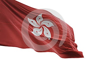 Hong Kong national flag waving isolated on white background 3d illustration