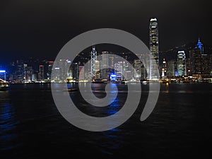 Hong Kong. Night illumination of Hong Kong Island