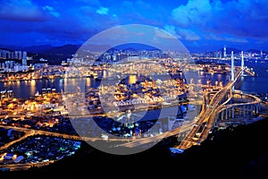 Hong Kong Night Scene of container terminal